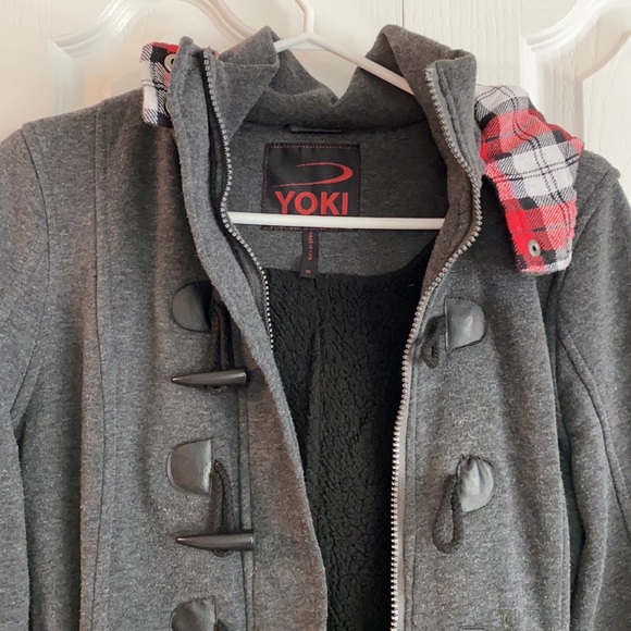 YOKI Coat with Plaid Hood - Picture 2 of 4